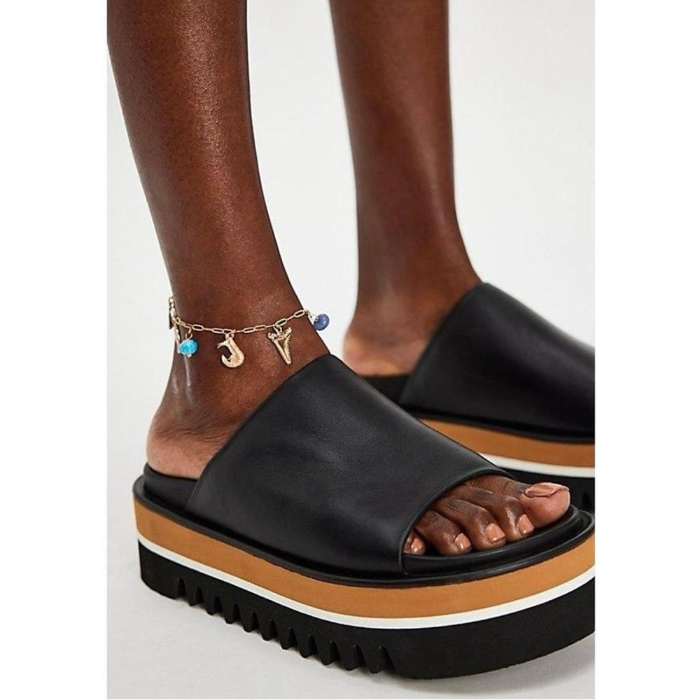 NEW! Never worn. Paloma Barcelo Leather Platform Black Sandals -Sz 38